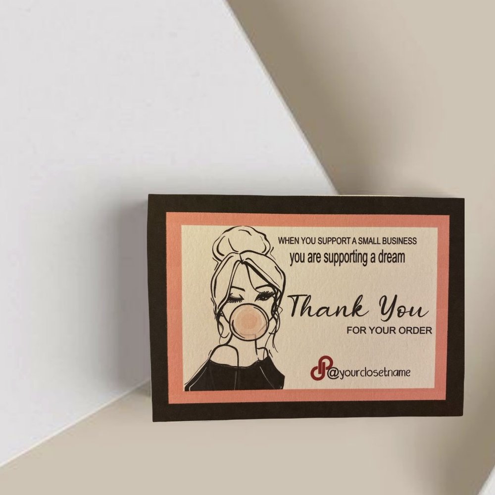 Girly With Bubble Gum Small Business Thank You Card